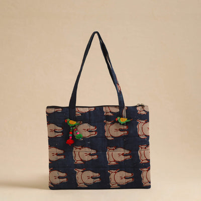 Blue - Handcrafted Quilted Cotton Hand Bag 07