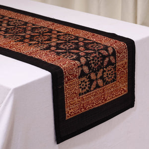 Black - Natural Bamboo Bagh Block Printed Dining Table Runner 06