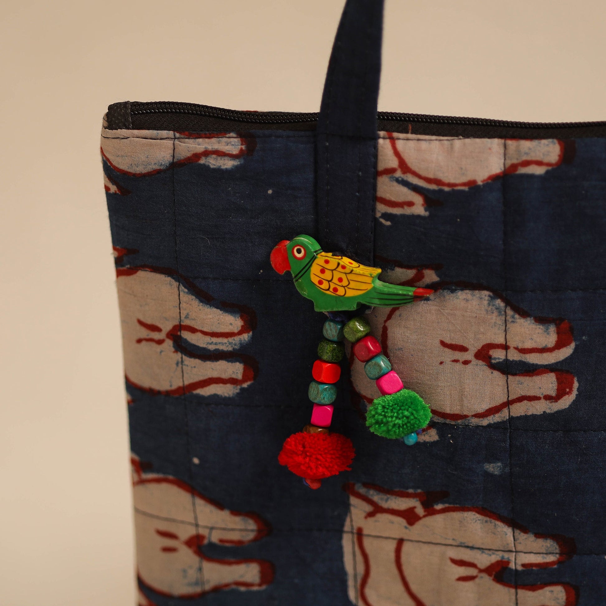 Blue - Handcrafted Quilted Cotton Hand Bag 07