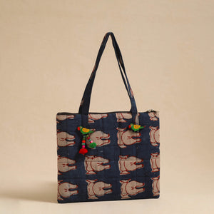 Blue - Handcrafted Quilted Cotton Hand Bag 07
