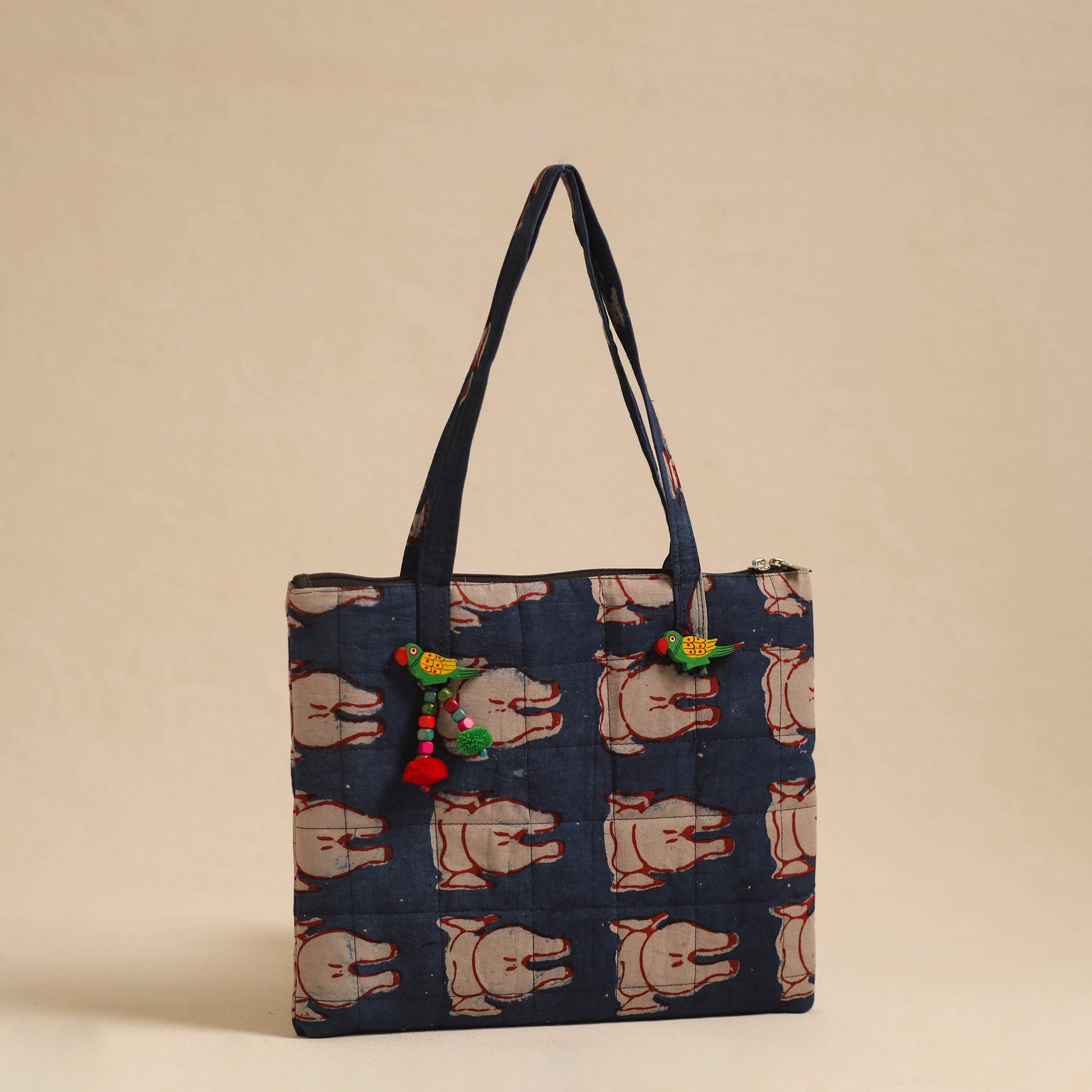 Blue - Handcrafted Quilted Cotton Hand Bag 07