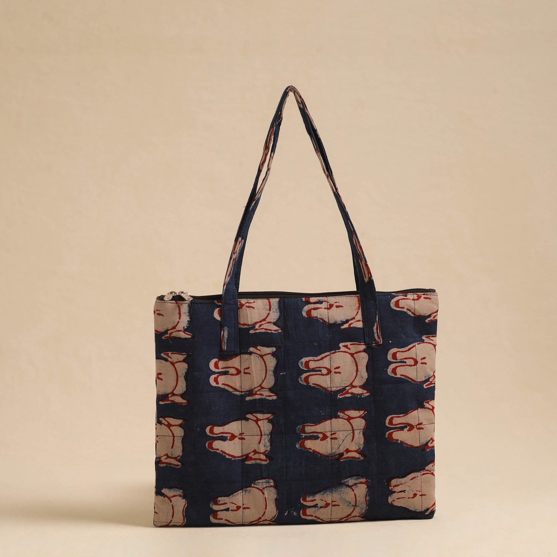 Blue - Handcrafted Quilted Cotton Hand Bag 07
