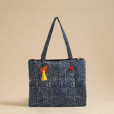 Blue - Handcrafted Quilted Cotton Hand Bag 08