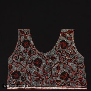 Black - Bengal Kantha Embroidery Cotton Blouse Piece 50