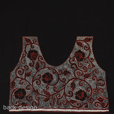 Black - Bengal Kantha Embroidery Cotton Blouse Piece 50
