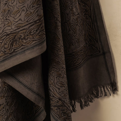 Brown - Akola Block Printed Pure Handloom Cotton Towel