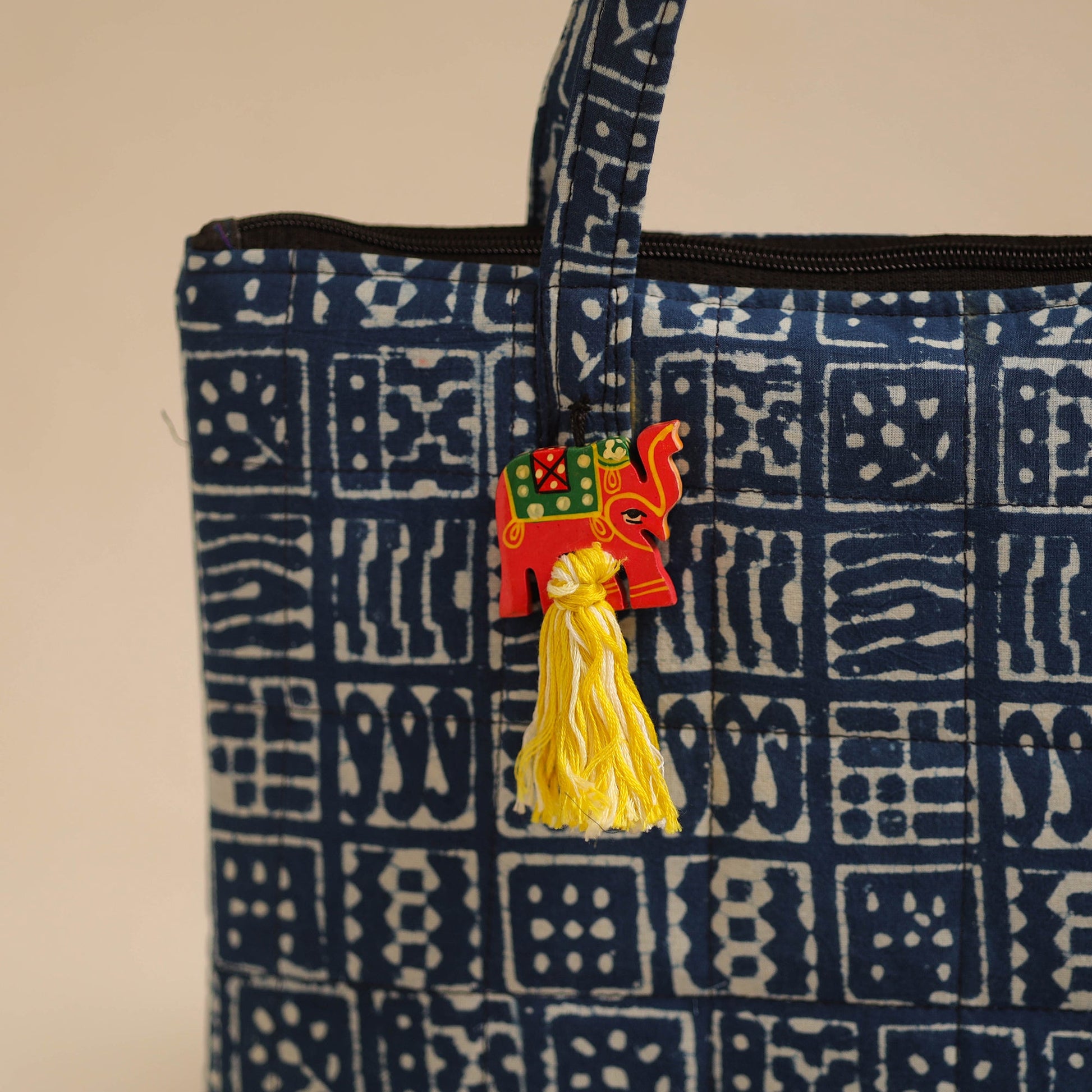 Blue - Handcrafted Quilted Cotton Hand Bag 08