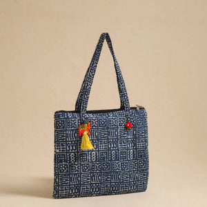Blue - Handcrafted Quilted Cotton Hand Bag 08
