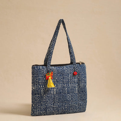 Blue - Handcrafted Quilted Cotton Hand Bag 08
