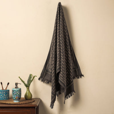 Brown - Akola Block Printed Pure Handloom Cotton Towel