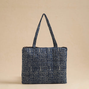 Blue - Handcrafted Quilted Cotton Hand Bag 08