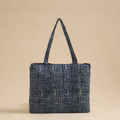 Blue - Handcrafted Quilted Cotton Hand Bag 08