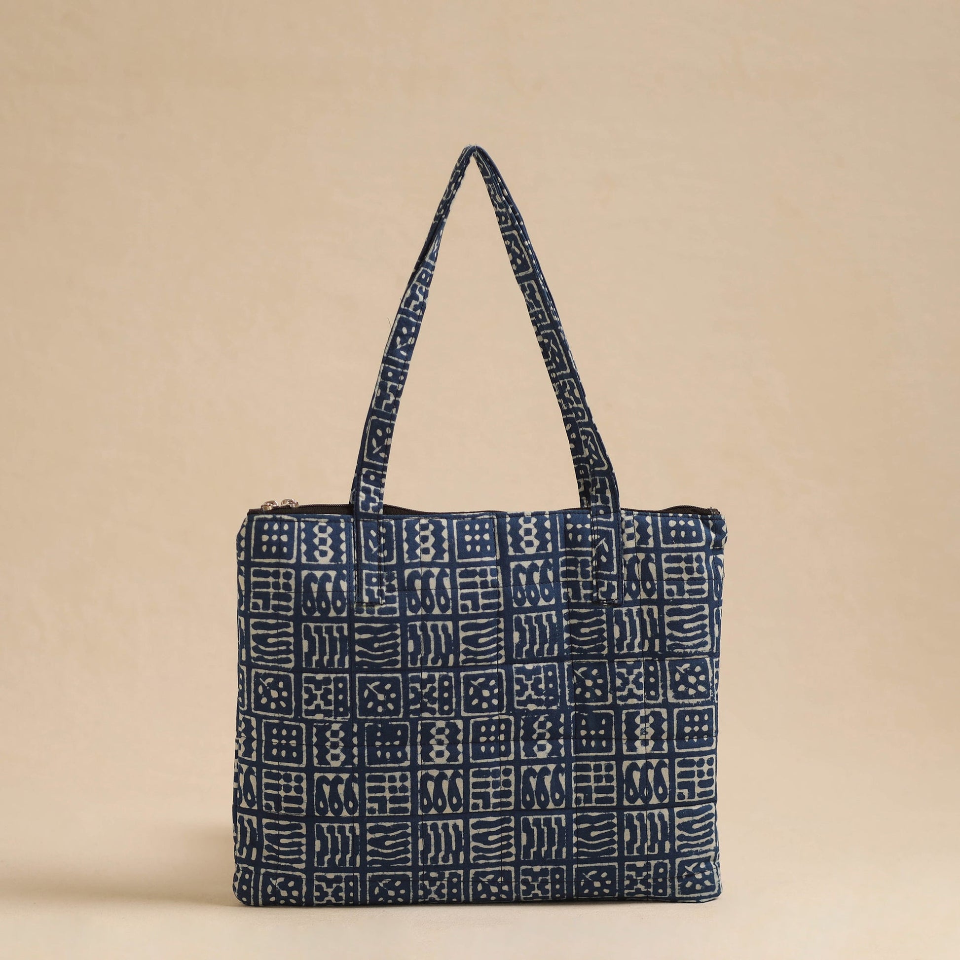 Blue - Handcrafted Quilted Cotton Hand Bag 08