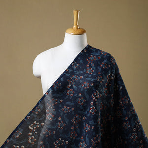 Blue - Hand Block Print Chanderi Silk Jahota Fabric 10