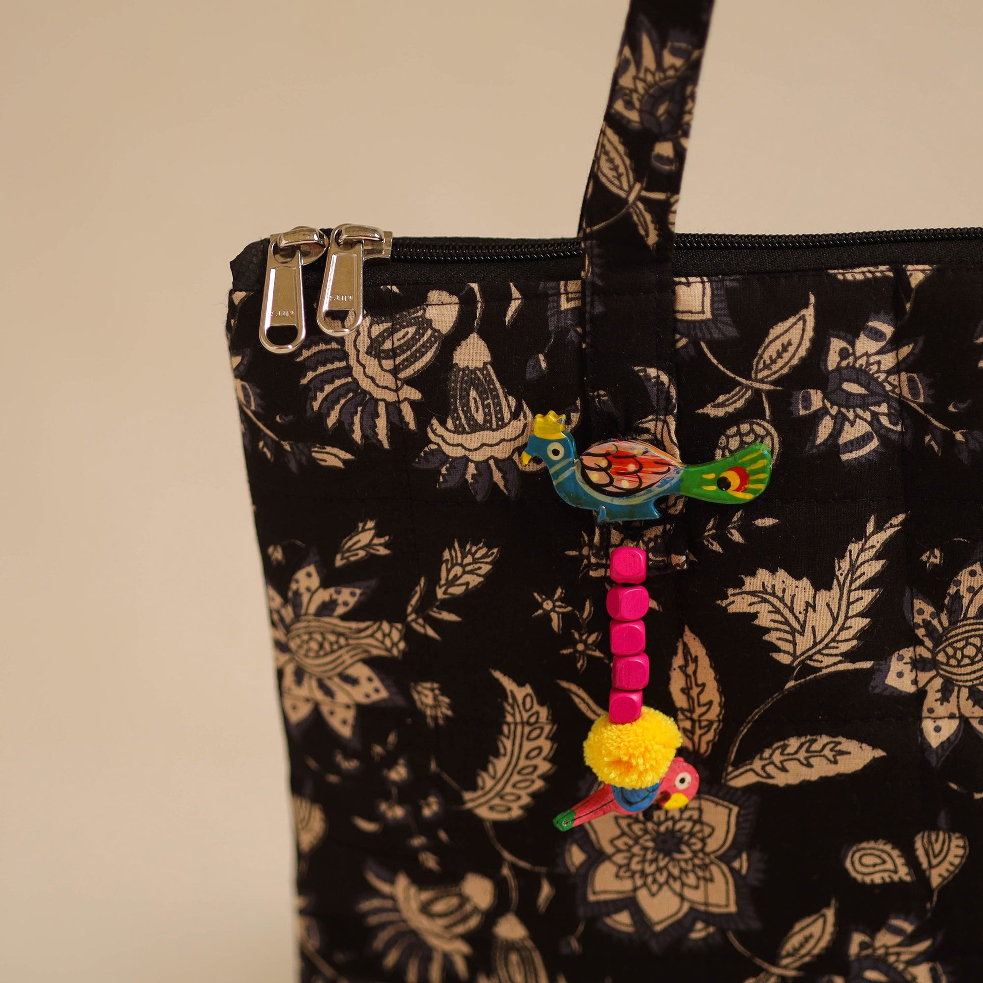 Black - Handcrafted Quilted Cotton Hand Bag 09