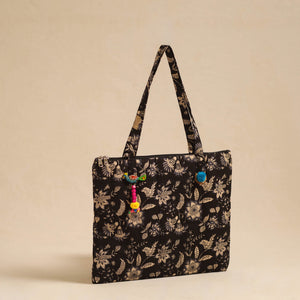 Black - Handcrafted Quilted Cotton Hand Bag 09