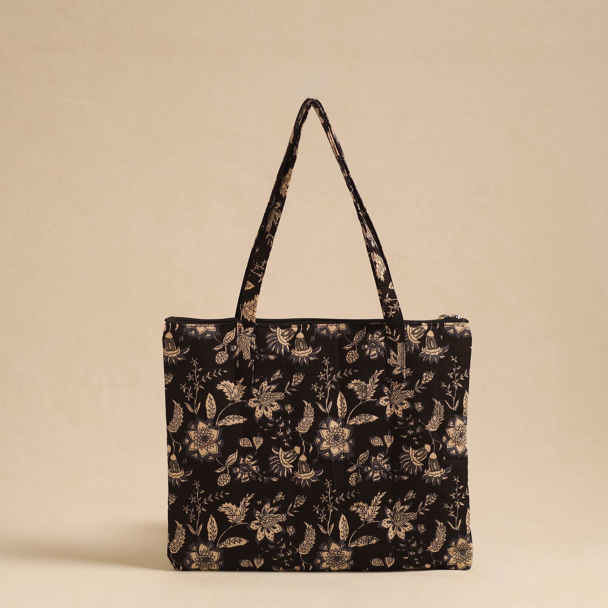 Black - Handcrafted Quilted Cotton Hand Bag 09