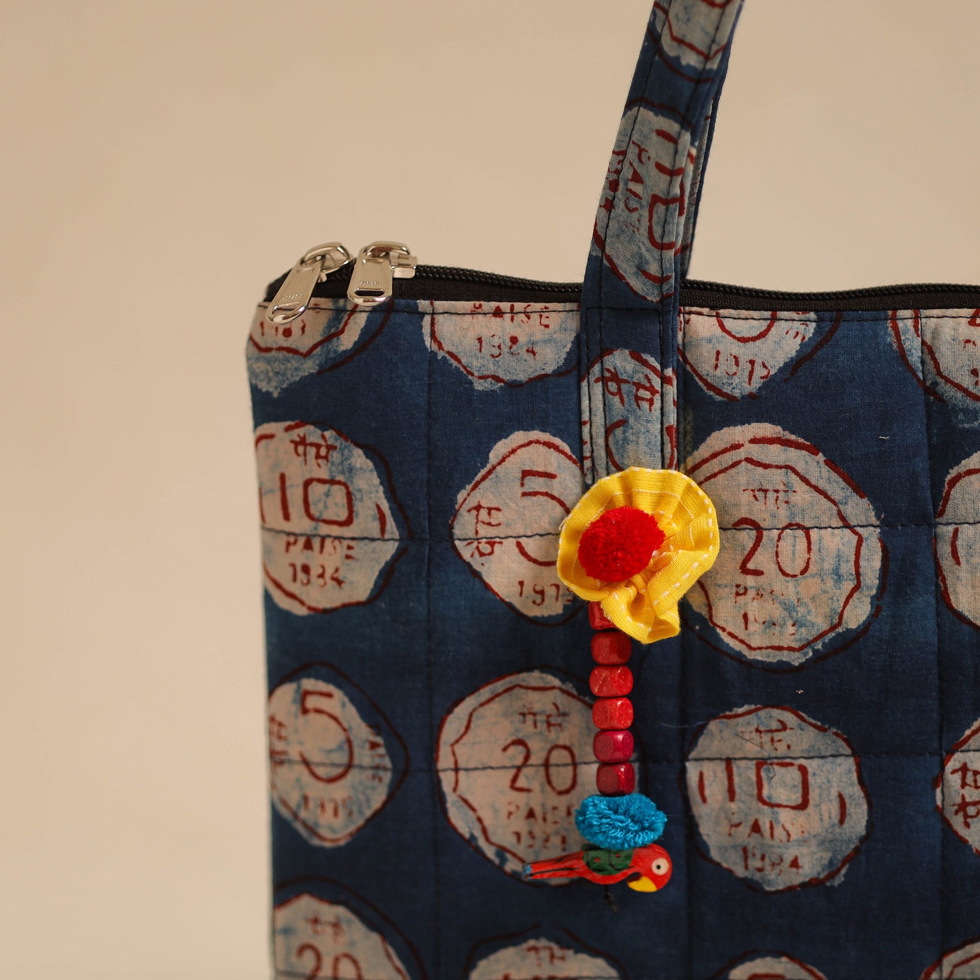 Blue - Handcrafted Quilted Cotton Hand Bag 10