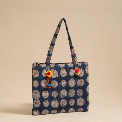 Blue - Handcrafted Quilted Cotton Hand Bag 10