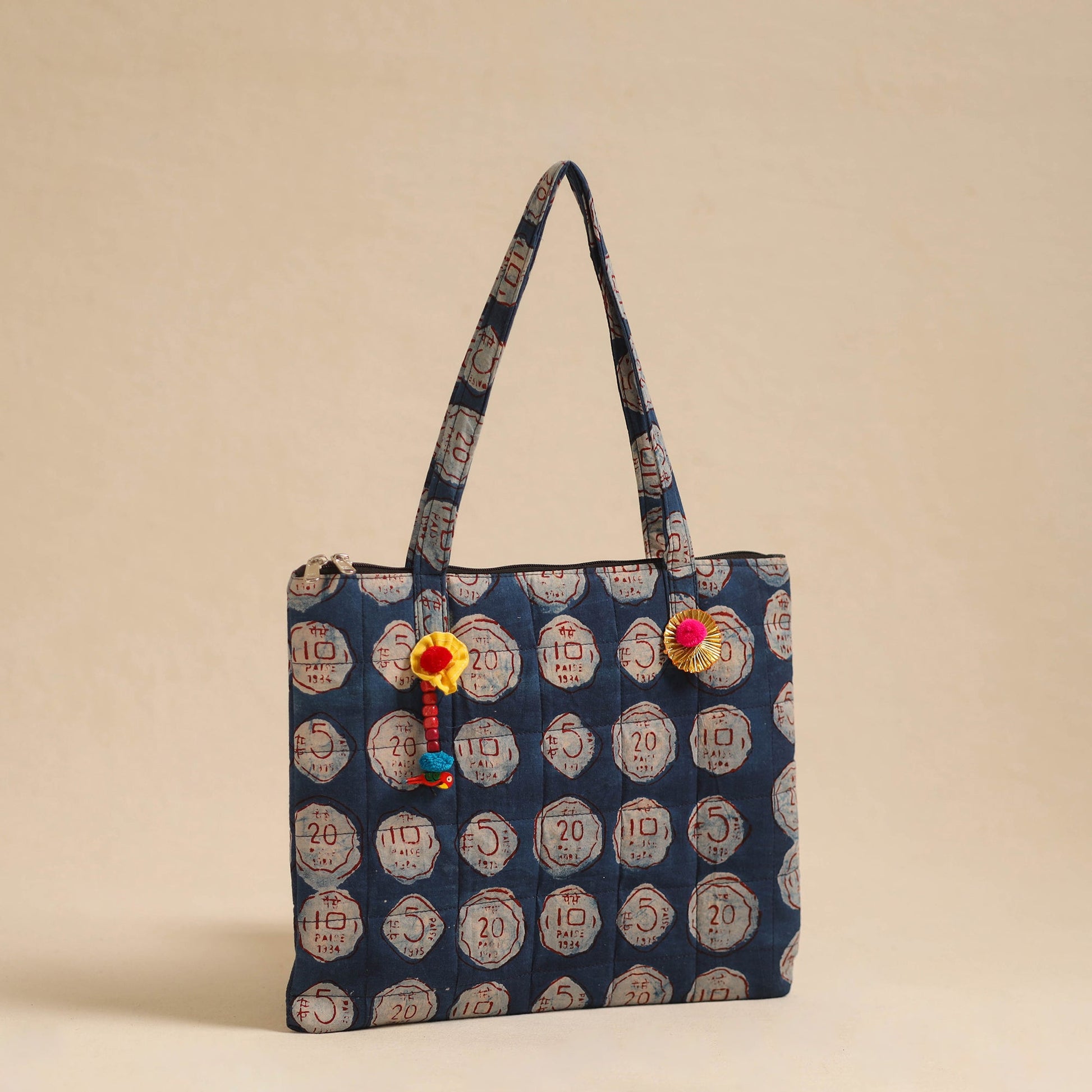 Blue - Handcrafted Quilted Cotton Hand Bag 10
