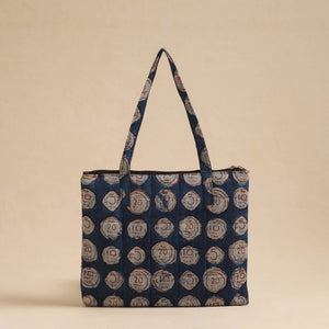 Blue - Handcrafted Quilted Cotton Hand Bag 10