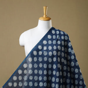 Blue - Hand Block Print Chanderi Silk Bagru Fabric 15