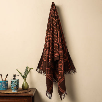 Brown - Akola Block Printed Pure Handloom Cotton Towel