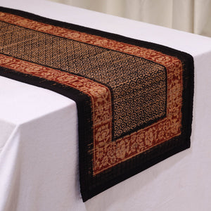 Black - Natural Bamboo Bagh Block Printed Dining Table Runner 18