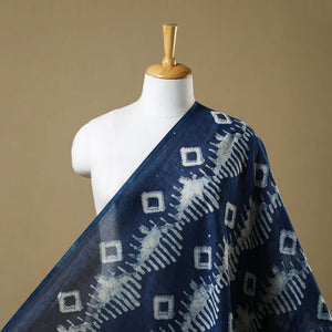 Blue - Hand Block Print Chanderi Silk Bagru Fabric 16