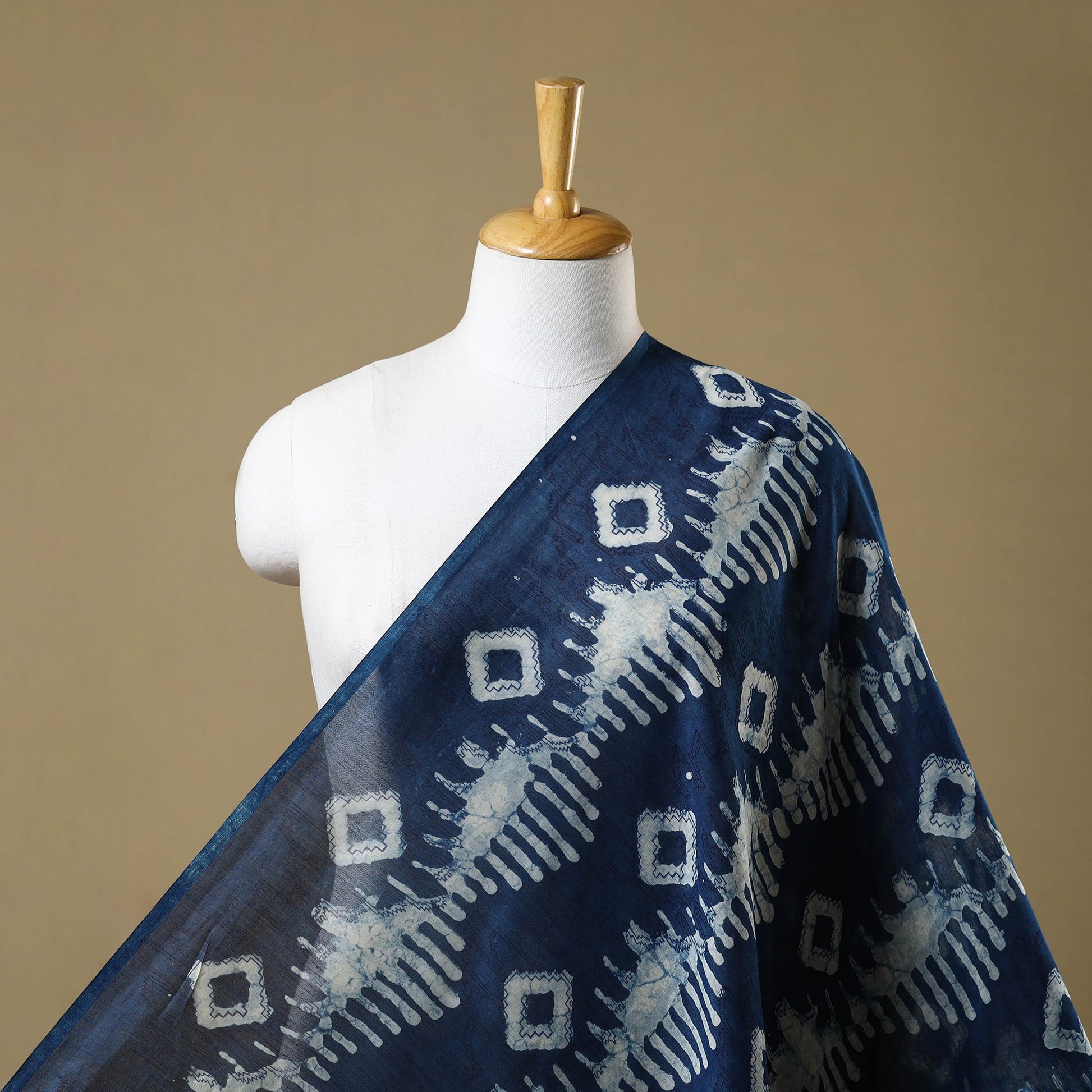 Blue - Hand Block Print Chanderi Silk Bagru Fabric 16