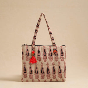 Beige - Handcrafted Quilted Cotton Hand Bag 11