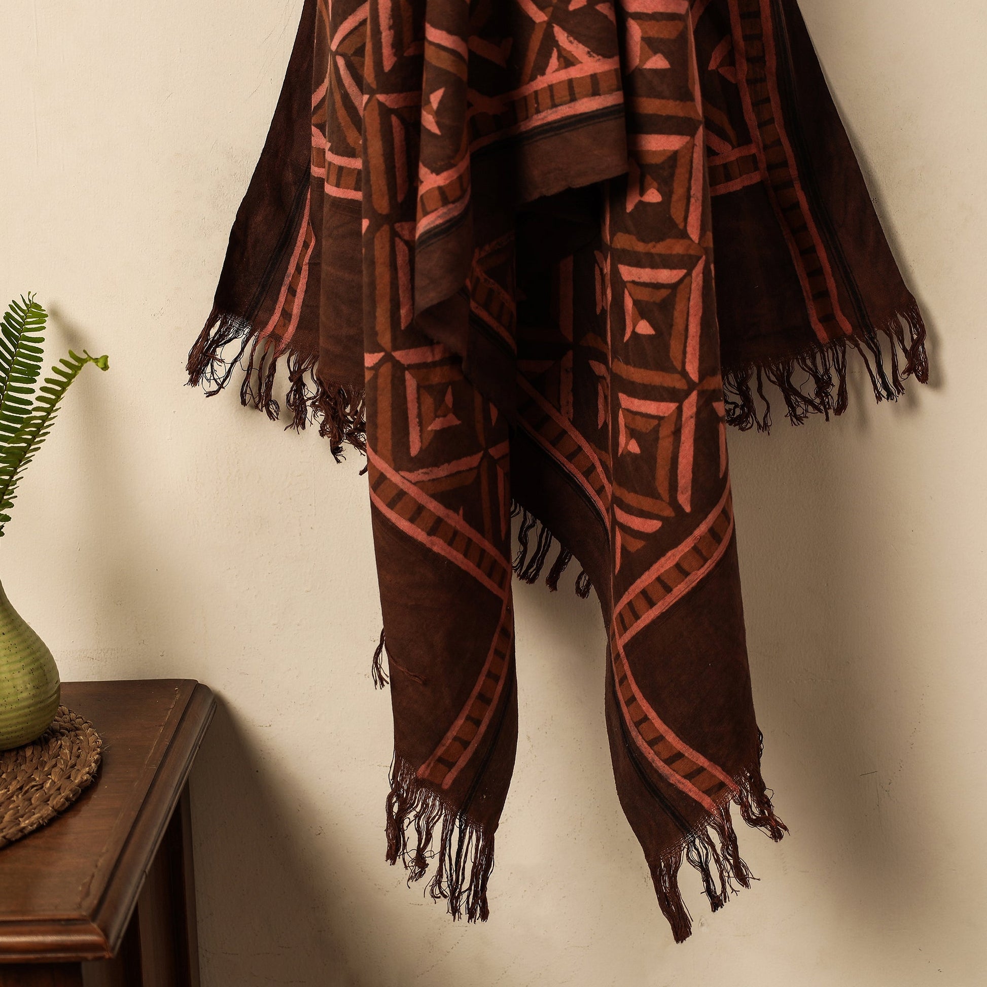 Brown - Akola Block Printed Pure Handloom Cotton Towel