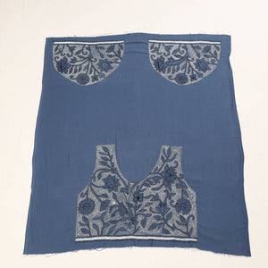 Blue - Bengal Kantha Embroidery Cotton Blouse Piece 44