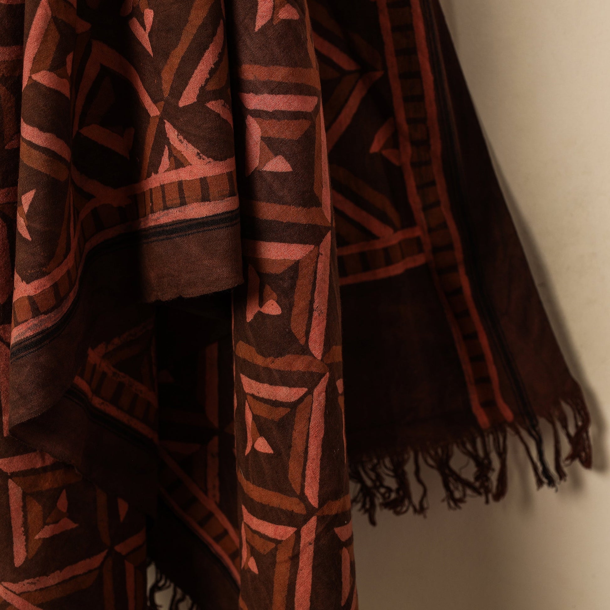Brown - Akola Block Printed Pure Handloom Cotton Towel