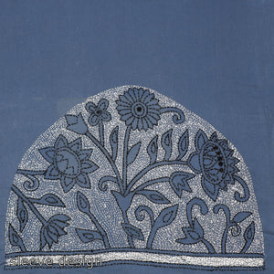 Blue - Bengal Kantha Embroidery Cotton Blouse Piece 44