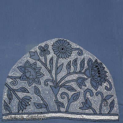 Blue - Bengal Kantha Embroidery Cotton Blouse Piece 44