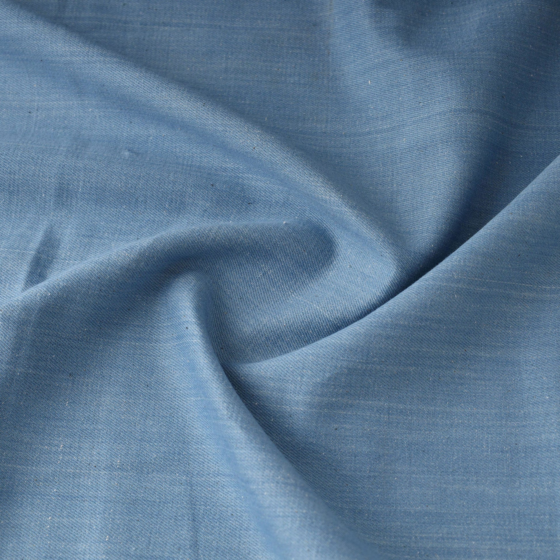 Blue - 2/40 Twill Cotton Handspun Handloom Natural Dyed Plain Fabric 12