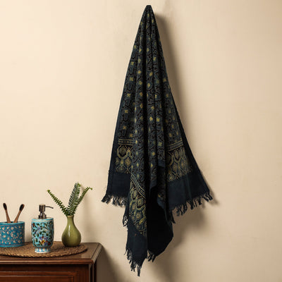 Blue - Block Print Cotton Ajrakh Handloom Towel