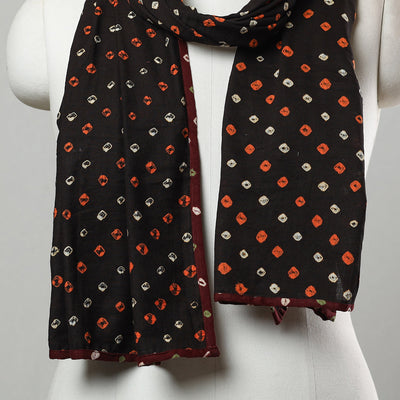Black - Bandhani Tie-Dye Cotton Stole 11