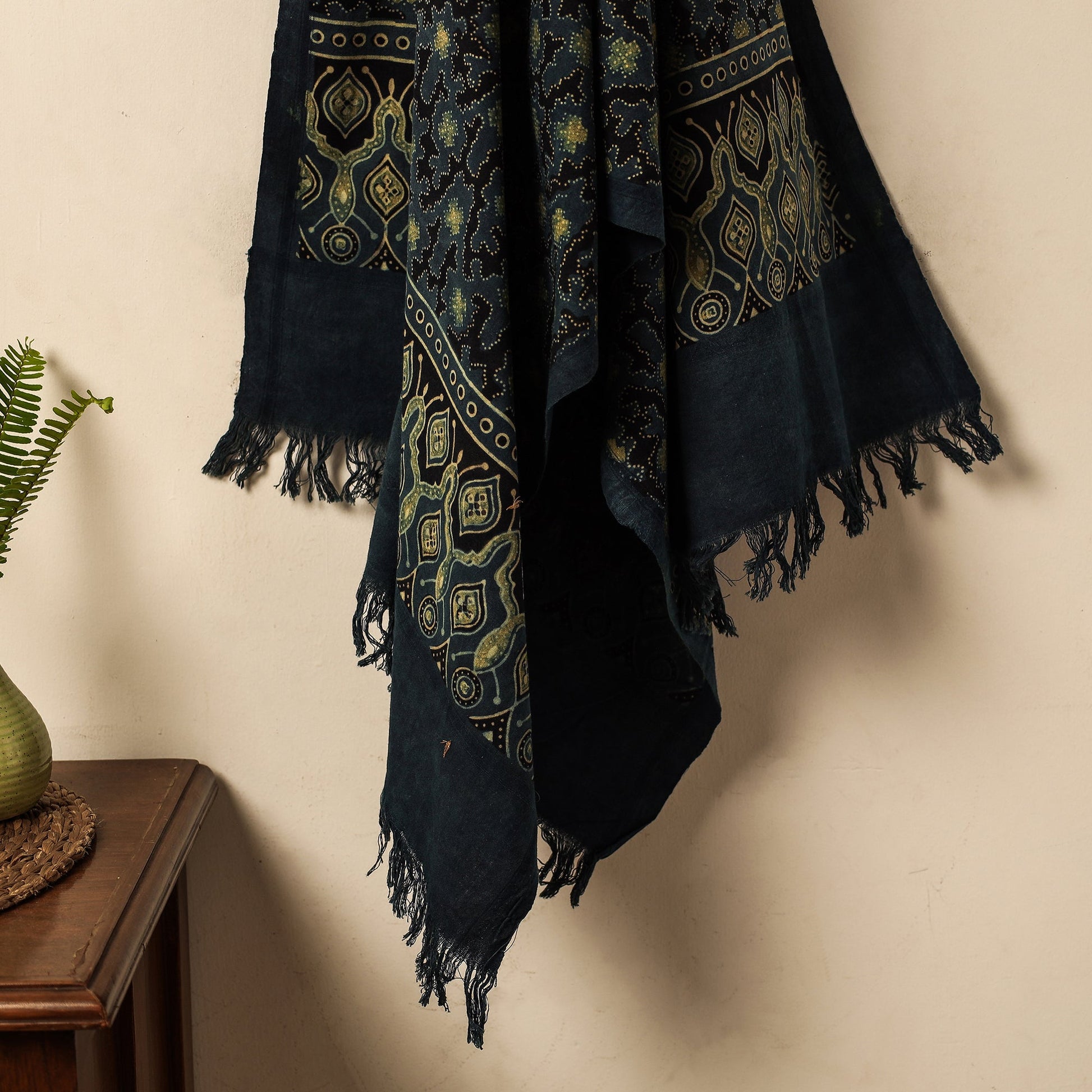 Blue - Block Print Cotton Ajrakh Handloom Towel