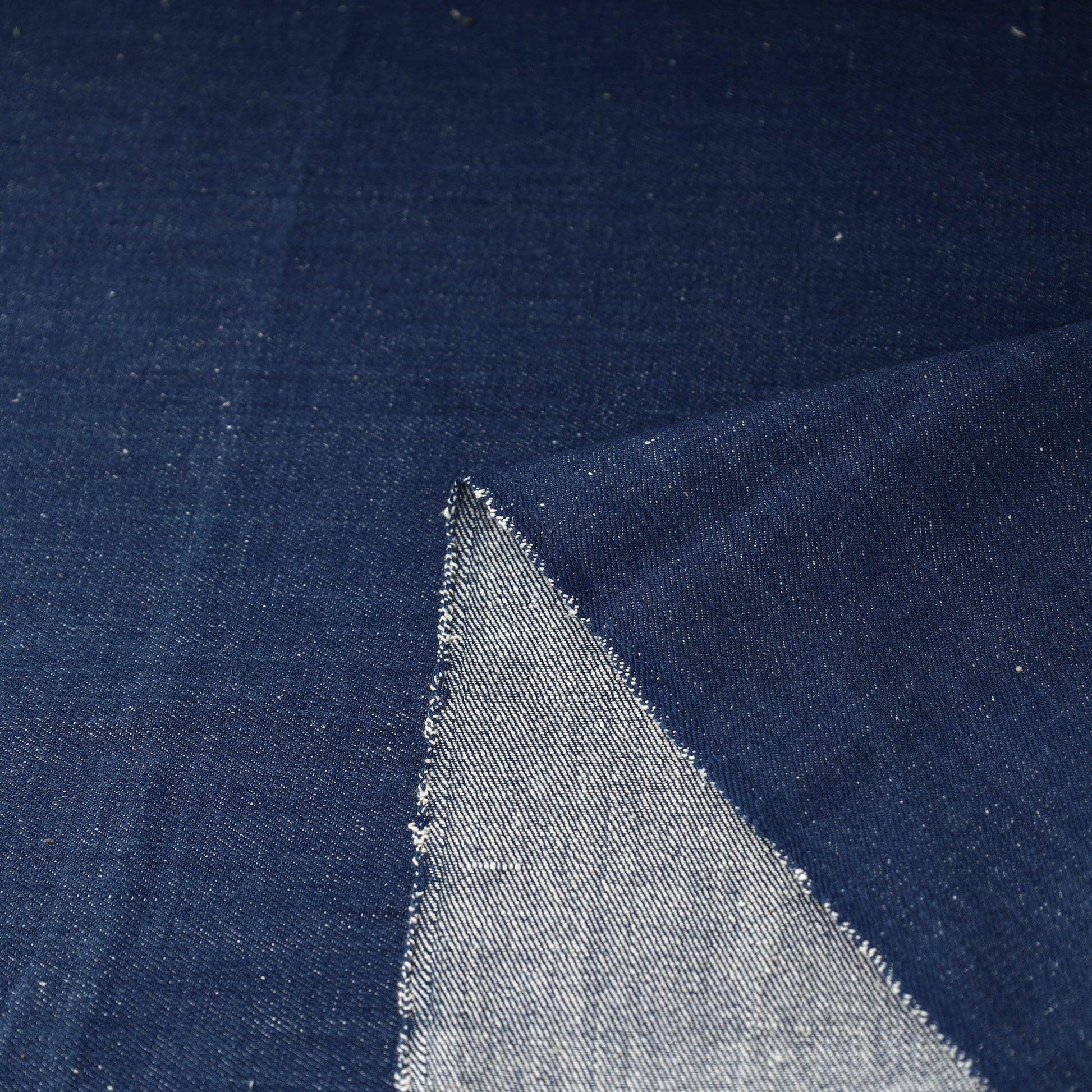 Blue - 2/40 Twill Cotton Handspun Handloom Natural Dyed Plain Fabric 13