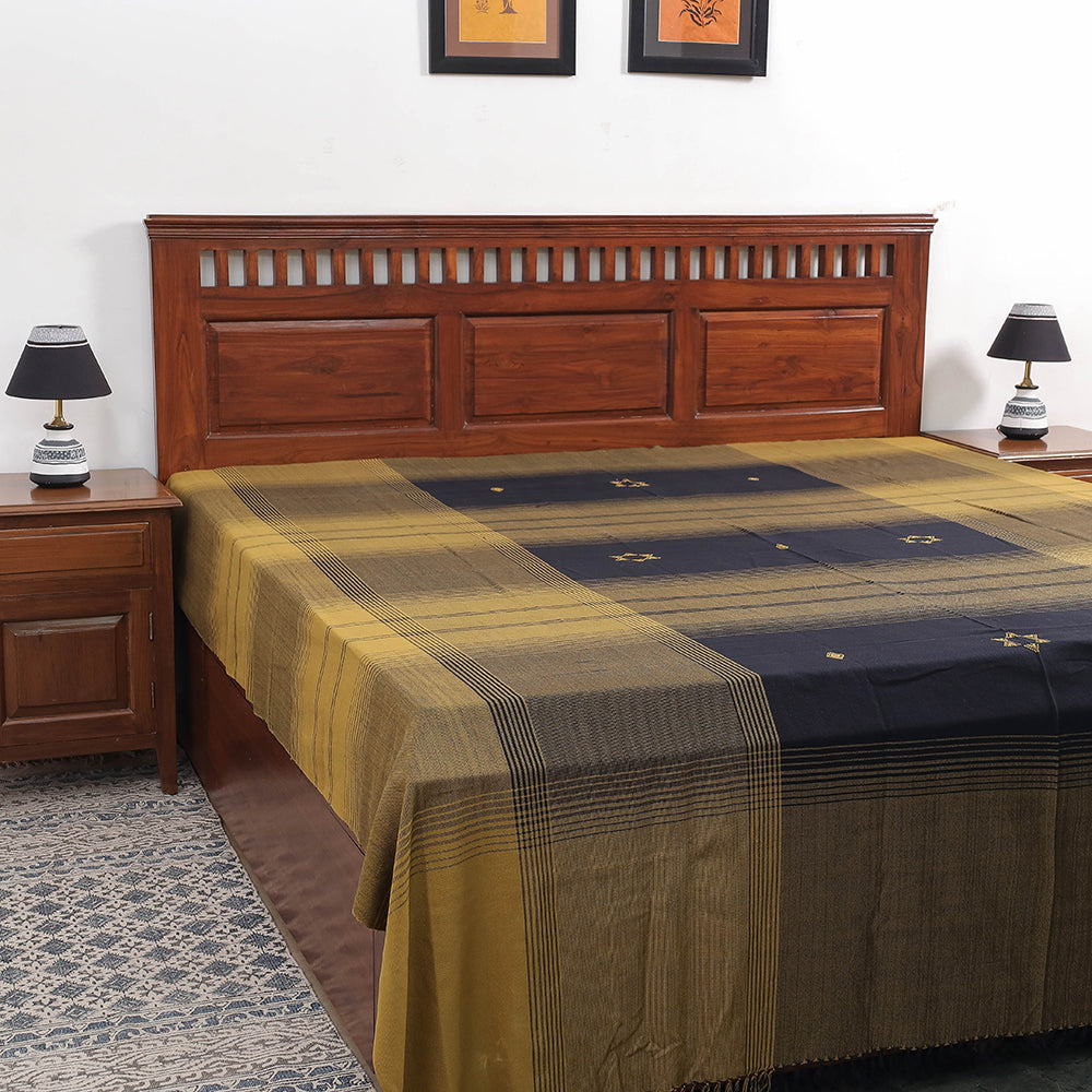 Brown - Kutch Weaving Handloom Cotton Double Bed Cover (107 x 91 in)
