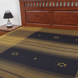 Brown - Kutch Weaving Handloom Cotton Double Bed Cover (107 x 91 in)