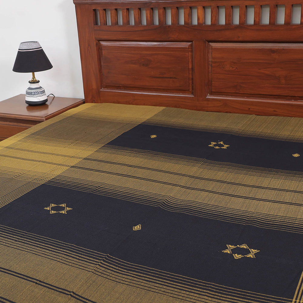 Brown - Kutch Weaving Handloom Cotton Double Bed Cover (107 x 91 in)