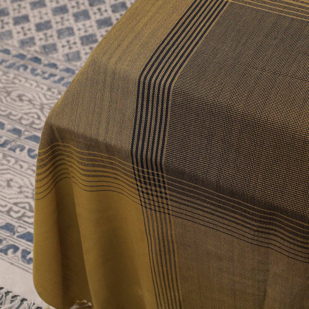 Brown - Kutch Weaving Handloom Cotton Double Bed Cover (107 x 91 in)