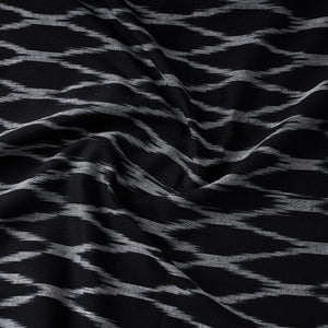 Black - Pochampally Ikat Weave Cotton Fabric 01