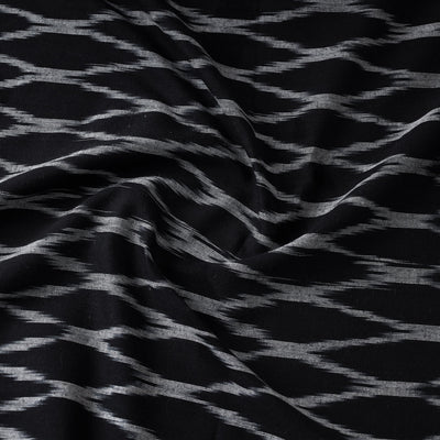 Black - Pochampally Ikat Weave Cotton Fabric 01