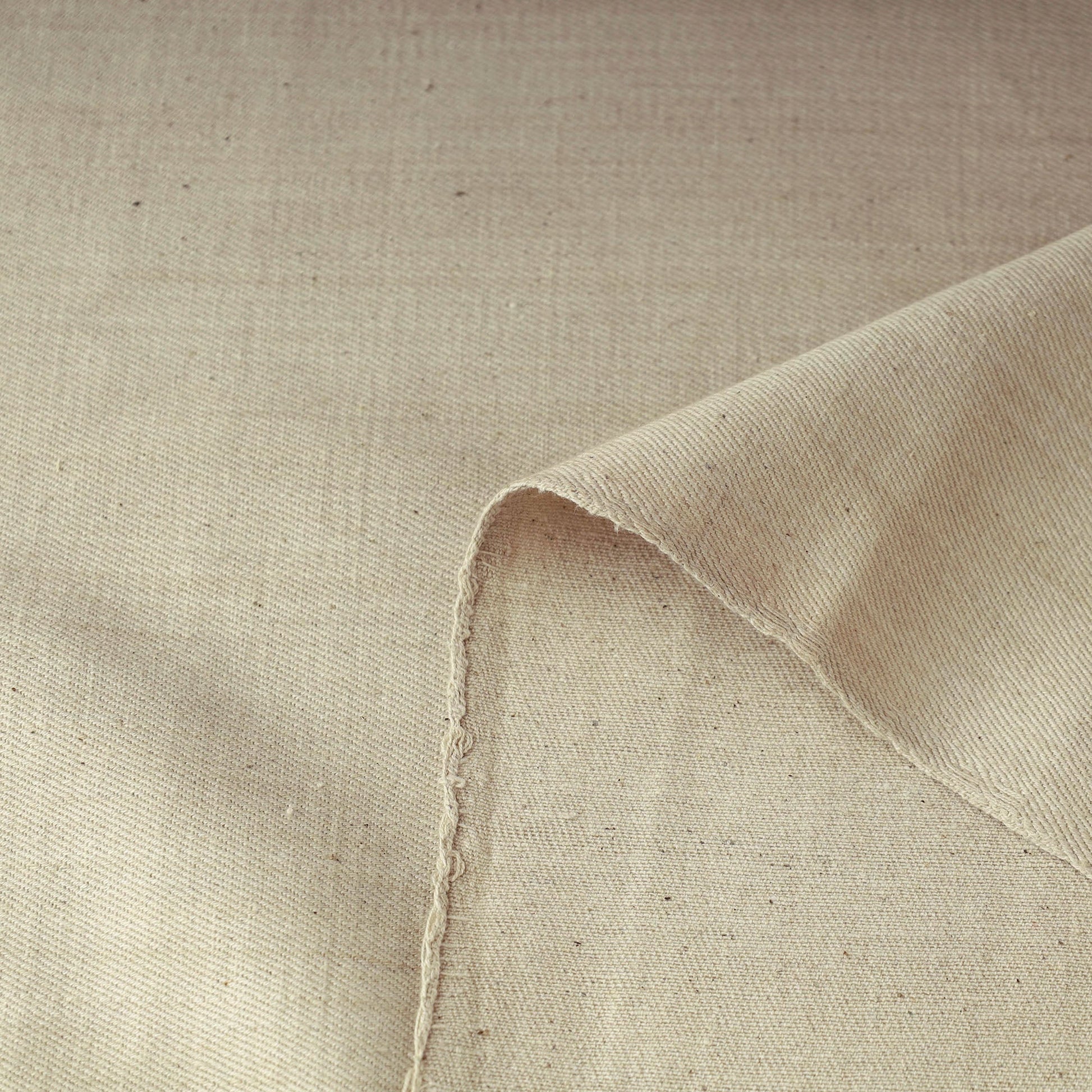 Beige - 2/40 Twill Cotton Handspun Handloom Natural Dyed Plain Fabric 15