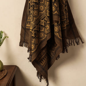 Brown - Block Print Cotton Ajrakh Handloom Towel