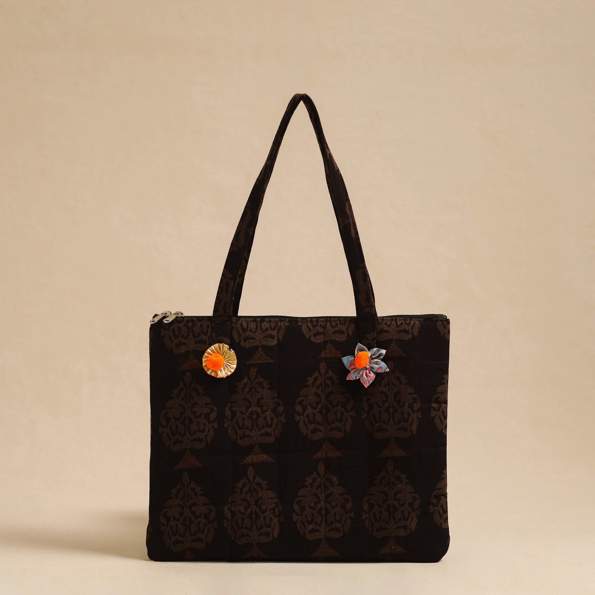 Brown - Handcrafted Quilted Cotton Hand Bag 15
